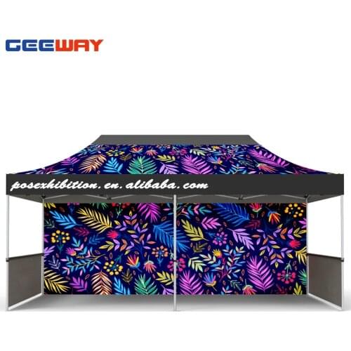 GEEWAY 10X20 outdoor trade show folding marquee tents gazebo custom printed promotional canopy tent for events