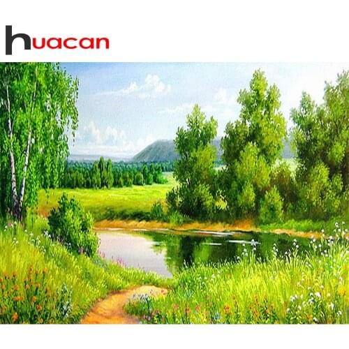 Huacan Full Square/Round Drill Diamond Painting Nature 5D DIY Diamond Embroidery Landscape Mosaic Tree Handicraft Home Decor
