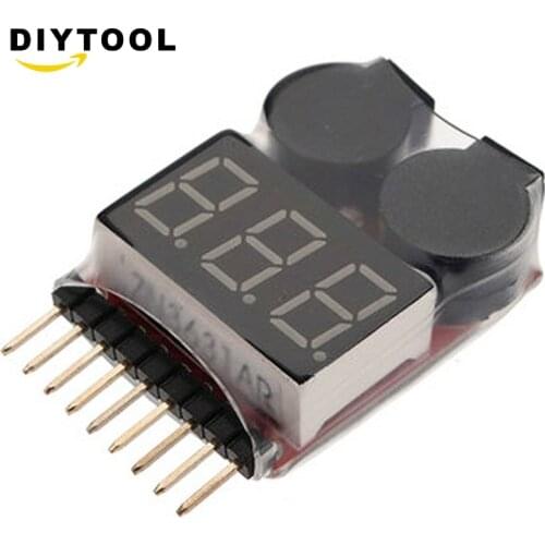 1-8S Lipo/Li-ion/Fe Battery Voltage 2IN1 Tester Low Voltage Buzzer Alarm