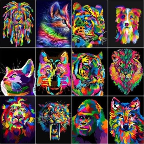 GATYZTORY Painting By Number Colour Animal Drawing On Canvas HandPainted Paintings Art Gift DIY Pictures By Numbers Kits Home De