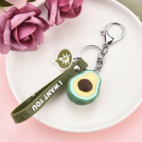 Kawaii Creative Personality Geometric Avocado Watermelon Keychain Resin Metal Car Bag Pendant Couple Accessories for Women & Men