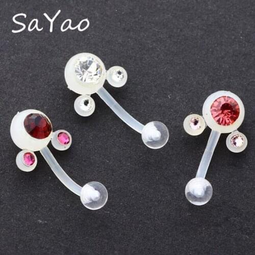 SaYao 1Piece Bioplast Navel Ring Soft Clear Flexible Sexy Belly Ring Belly Button Rings Body piercing Jewelry