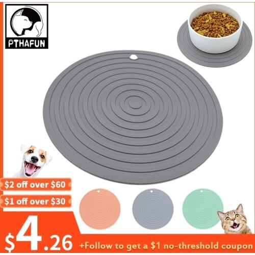 Round Pet Placemat 1Pcs For Dog and Cat Waterproof Feeding Mat Pet Bowl Pad Prevent Food and Water Overflow Solid Color Silicone