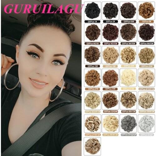 GURUILAGU Curly Chignon With Elastic Rubber Band Messy Hair Bun Accessories Wrap Ponytail Hair Tail Updo Fluffy Hairpieces