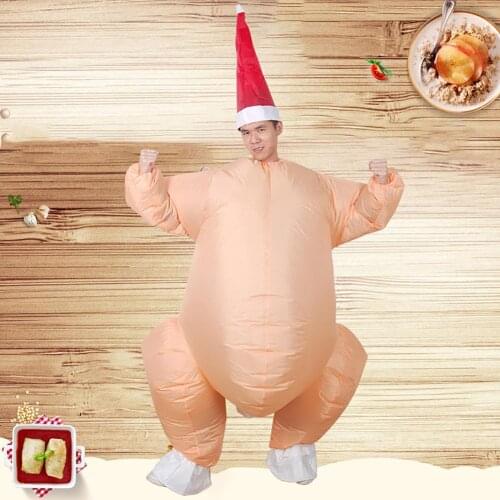 Halloween Thanksgiving Day Christmas Fancy Dress Mascot Cosplay Adults Inflatable Roast Turkey Costume Lightweight Cosplay Props