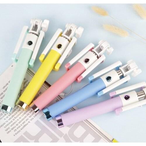 Mini Selfie Stick With Button Wired Silicone Handle Monopod Universal For iPhone 6 5 Android Samsung Huawei Xiaomi Sticks