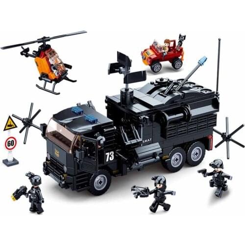 Military City SWAT Police Station Truck Model Weapon Building Blocks Figures Set Policer Bricks Kids Educational Toy For Gifts