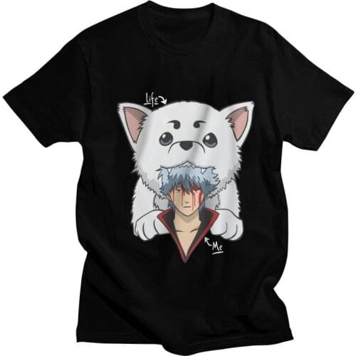 Gintama Gintoki Sakata T-shirt Men Fashion T Shirt Short Sleeve Sadaharu Tshirts 100% Cotton Tee Top Clothing