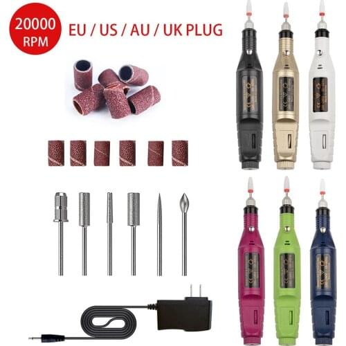 20000 RPM Electric Manicure Drill Bits Tools Set Fingernails Pedicure Polishing Machine Pen Acrylic Nails Kit Removal Equipment