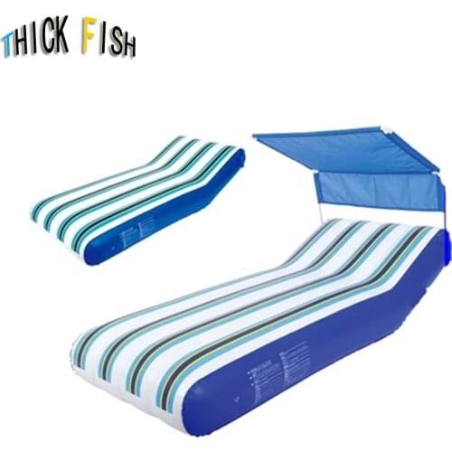 Floating row inflatable bed floating water beach lounger air bed with awning swimming ring Air Mattresses