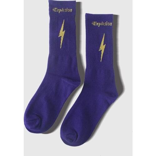 Lightning Harajuku Happy Socks Mens Womens Cotton Street Crew Sock Individuality Novelty Skateboard lovers Socks for Unisex