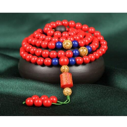 New High-quality Natural Cinnabar Taiwan Authentic Original Color Raw Ore Beads 108 Bracelets Bracelets Jewelry