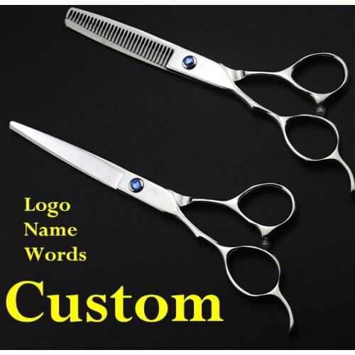 Custom 440c 6 5.5 inch Left hand cutting barber Thinning scisor cut hair scissor shears styling tools hairdressing scissors set