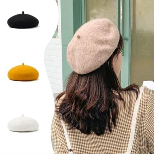 Autumn Winter Wool Berets French Artist Beret Women Painter Hat Vintage Girls Berets Elegant Lady Warm Walking Cap Beanies
