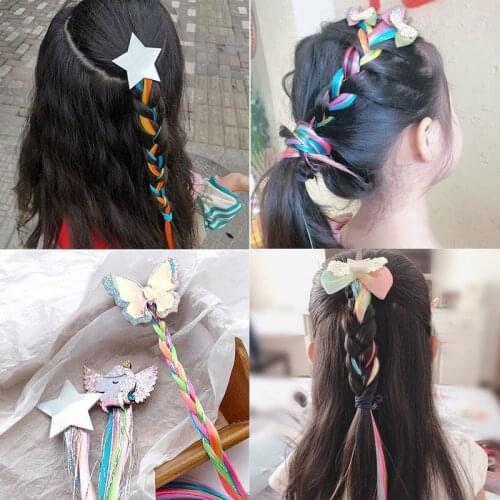 1pcs Children Colorful Wig Hairpins Hair Accessories Kids Girls Hairclip Fake Hair Twist Braid Headdress Hair Clips Barrettes