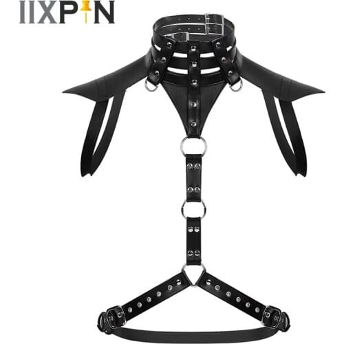Harness Men Belt Faux Leather Halter Neck Body Chest Harness Belt With Metal O-rings Sexy Clubwear Party Chest Harness Straps