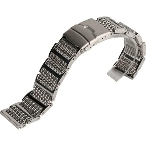 20mm 22mm 24mm Watchband Silver Stainless Steel Wristwatch Band Strap Fashion Bracelet Replacement Mens Watch Accessories