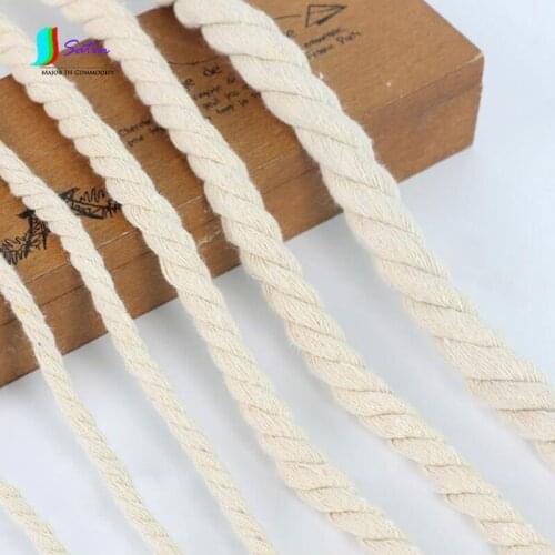 Twisted Cotton Rope 12m All-cotton Three-strand Binding DIY Handmade Accessories Thick And Thin Round Flat Braided Rope A0101A