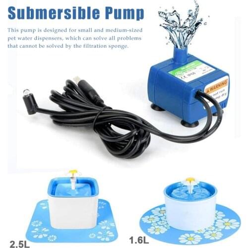 160L/H Pet Water Fountain Replacement Pump Suction Cup Pet Fountain Pump with LED Lighting for Cats Dogs Pet Water Dispensers