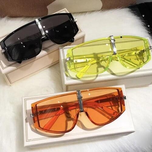 Vintage Fashion Oversized One-Piece Sunglasses 2021 Women‘s Famous Luxury Brand Design Trendy Windproof Sun Glasses Shades UV400