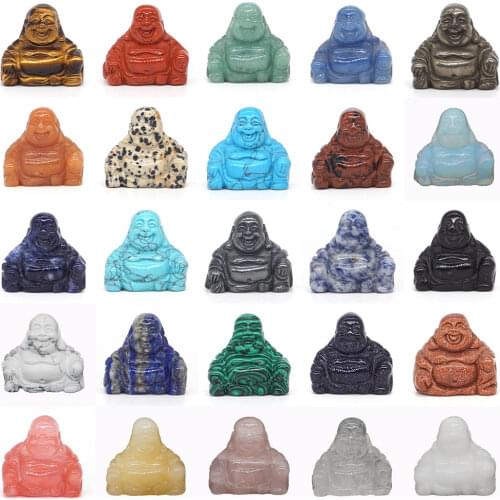 Maitreya Happy Laughing Buddha Figurine Natural Stone Carved Crafts Quartz Crystals Healing Reiki Gemstone Statue Room Decor1.2"