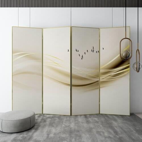 Light luxury screen partition living room light luxury landscape art office folding mobile metal screen
