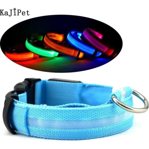 LED Dog Collar Luminous Nylon Glowing Dog Collar Light Night Safety Collar Perro Luz Luminoso Bright Pets Dog Collar Electronic