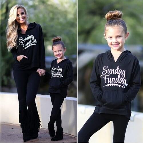 Mother Daughter Sweatshirts Family Matching Clothes 2021 Women Kids Letter Print Hoodies Pullover Christmas Parent-Child Outfit