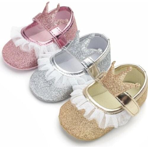 Sequins Princess Newborn Baby Girl Lace Shoes Soft Sole Toddler Lovely Girl Shoes 0-18M