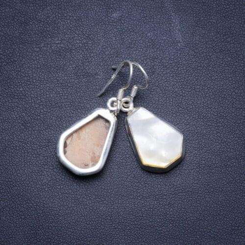 Natural Mother Of Pearl Handmade Unique 925 Sterling Silver Earrings 1.5" X4128