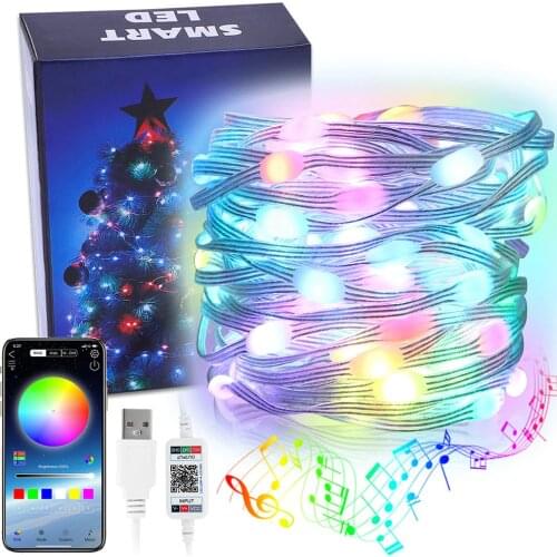 USB Bluetooth-compatible LED String Lights Smart Fairy Lights Music Sync Christmas Lights Wedding Decor Garland Holiday Lighting