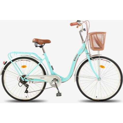 Bicycle womens lightweight ordinary adult female student commuter bike retro bicycle 24/26-inch low-bar frame is convenient to