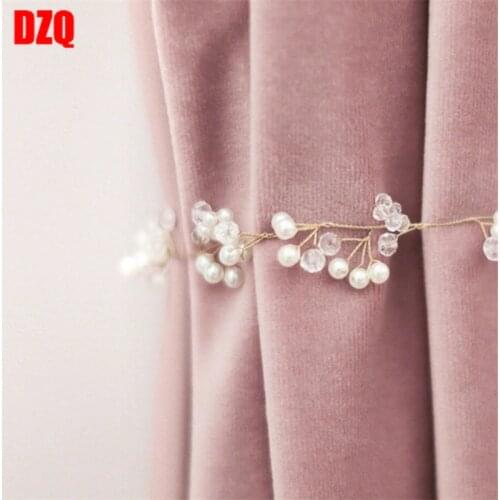 Nordic Luxury Velvet Thick Blackout Curtains German Flannel Fabric Meat Pink Curtains for Princess Room Window Decor