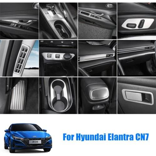 Car Interior Matte silver Stainless steel Decoraton Cover Trim For Hyundai Elantra CN7 Accessories 2020 2021