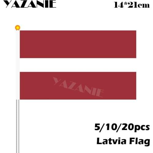 YAZANIE 14*21cm 5/10/20pcs 2018 Latvia Polyester Banner World Flags #8 World Countries Waving Flags with Plastic Flagpoles