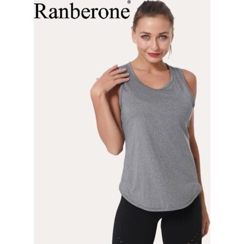 Ranberone Womens Yoga Vest Large Size Quick Dry Breathable Running Fitness T-Shirt Sexy Tight Elastic Active Wear 2021