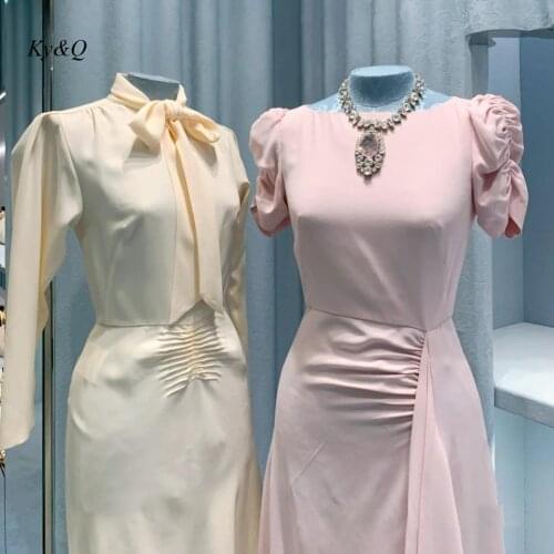Early Autumn 2021 New Temperament Bow Bandage Slim Mid Length Shirt Dress Female Designer Vintage Elegant Pleated Dresses