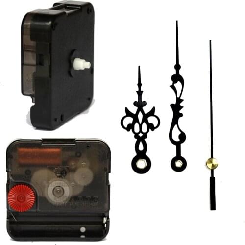 12888SA Snap In Type wall clock mechanism with 9301# black hands Silent Plastic DIY Clock Accessory kits Sweep Quartz Movement