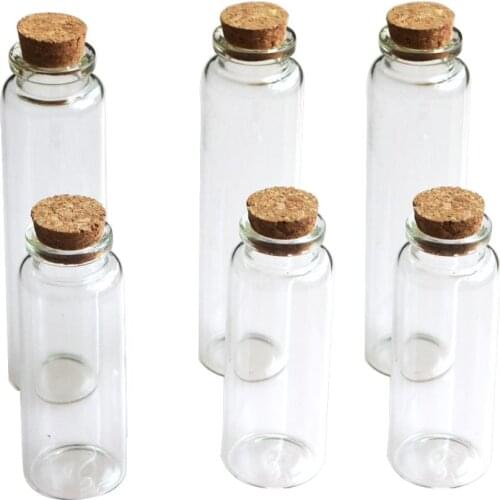 20 Pcs/Lot Tiny Clear Glass Bottle Vials Empty Sample Jars With Cork Stopper Message Vial Weddings Wish Bottle Diameter 30mm