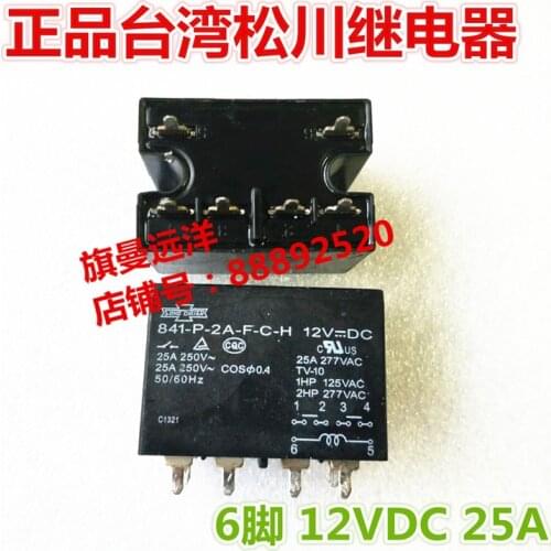 841-P-2A-F-C-H 12VDC 12V 25A Relay 6-pin