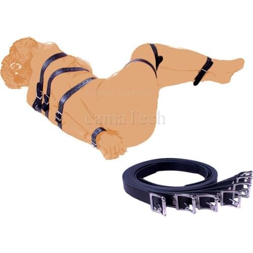 CamaTech 7 Pcs/Set Body Bondage Restraints Belts Adjustable PU Leather BDSM Ropes Device Slave Full Body Bundled Straps Sex Toys
