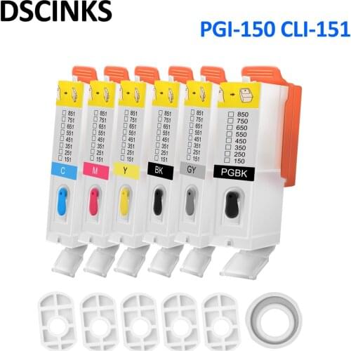 Free shipping 10sets PGI-150 CLI-151 for Canon MG5610 MG6310 MG6610 MG7110 MG7510 IP8710 refillable ink cartridge 6colors