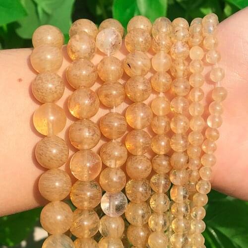 Natural Stone Citrines Quartz Loose Beads 15"Strand 4/6/8/10/12mm Pick Size Loose Beads for Jewelry Making Accessories DIY