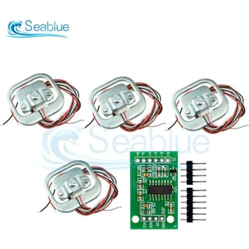 4Pcs 50kg Human Scale Load Cell Weight Sensors+HX711 AD Module Body Load Cell Weighing Sensor Pressure Sensors Measurement Tools