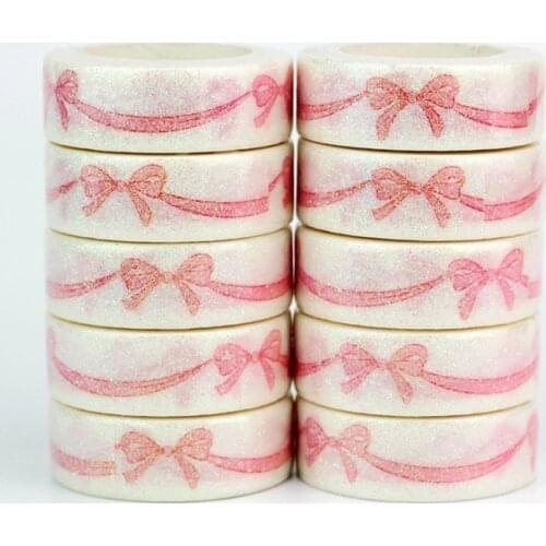 Wholesale 10pcs/lot Decorative Cute Pink Ribbon Washi Tapes DIY Scrapbooking Planner Adhesive Masking Tapes Kawaii Stationery