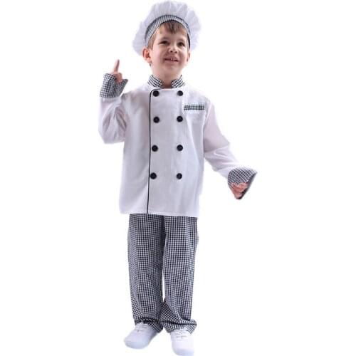 Childrens Chef Dress Modeling Costume Boy Gril Halloween Cosplay Stage Table Play Out Costumes