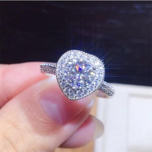 Ekopdee 2021 Fashion Sparkling Cubic Zirconia Heat Rings For Women Luxury Big Corazón Anillo Zircon Promise Ring Wedding Jewelry
