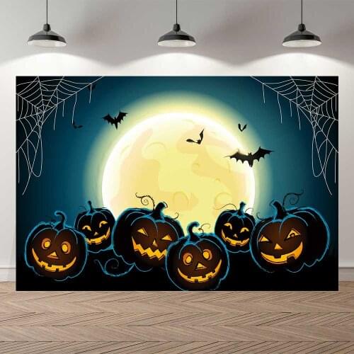 Seekpro Happy Halloween Birthday Ghost Pumpkin Zombie Castle Owl Photo Backdrop Photography Background Bat Moon Light Night