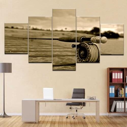HD Print 5 pcs Fishing Rod canvas wall art painting modern Home Decor Canvas Art Print Painting for living room decor