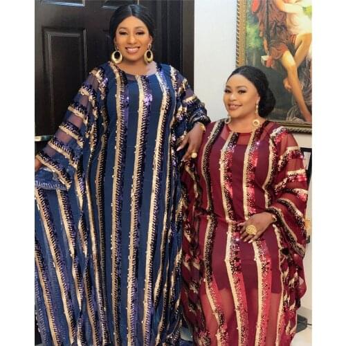 2 Piece Set African Dresses for Women Plus Size Dashiki Sequined Gown African Clothes Abaya Dubai Muslim Dress Robe Africa Dress
